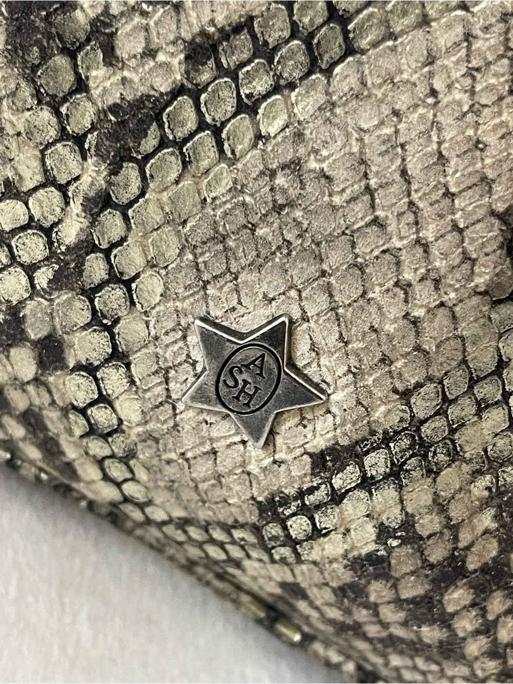 Ash Moxy Python Snakeskin print Leather Studded Crossbody Bag